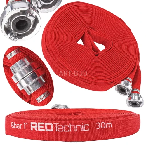 Wąż strażacki parciany do brudnej wody szamba z szybkozłączką 1" 30M 8 BAR RTWS0066 RED-TECHNIC