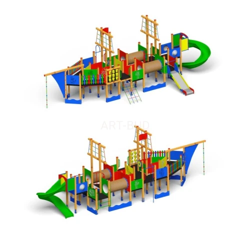 Duży zestaw urzadzeń na plac zabaw Statek 