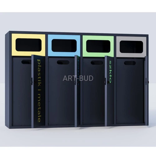 Zabudowa kosza poczwórna na pojemniki do segregacji odpadów Kubik 4x80L