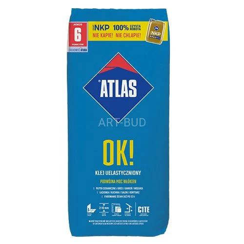 Klej do płytek uelastyczniony z włóknem propilenowym ATLAS OK 25 kg