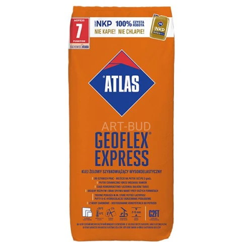 Klej żelowy szybkowiążący wysokoelastyczny (2-15 mm) typ C2FT ATLAS Geoflex Express 25 kg