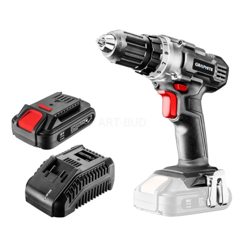 Wiertarko-wkrętarka akumulatorowa Energy 18 V Li-Ion z uchwytem GRAPHITE					