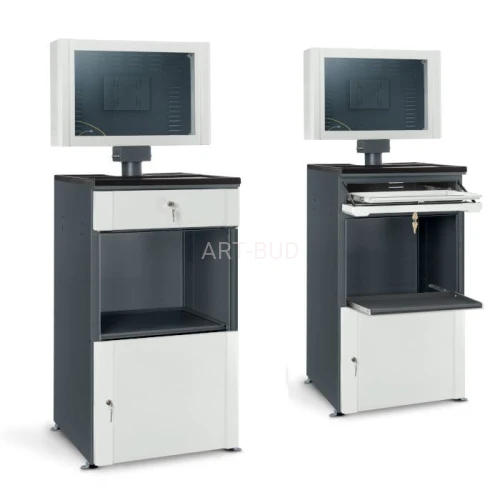 Szafa na komputer metalowa z otwartę komorą i wysuwaną półką HSC02a 