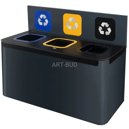 Kosz do segregacji odpadów naścienny 3 x 35 L 