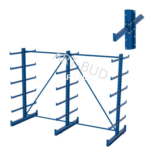 Regulowany spawany regał wspornikowy - równoramienny, dwustronny, 2000x2700x1180mm