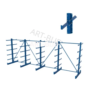 Regulowany spawany regał wspornikowy - równoramienny, dwustronny, 2000x5400x1180mm (1)