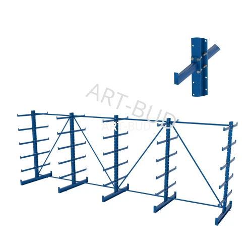 Regulowany spawany regał wspornikowy - równoramienny, dwustronny, 2000x5400x1180mm (1)