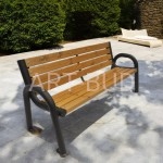 Ławka stalowo drewniana 175 cm z oparciem parkowa 