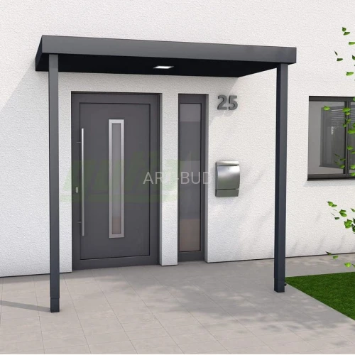 Daszek nad drzwi Gutta BS Plus 160/200 x 90 cm z boczną wylewką i słupkami – antracyt