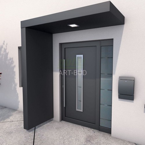 Daszek nad drzwi Gutta BS Plus 160/200 x 90 cm z panelem bocznym – antracyt