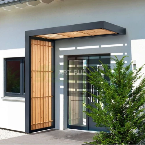 Daszek nad drzwi Gutta BS Timber Line 160-250 x 90 cm z panelem bocznym – ażurowy, antracyt