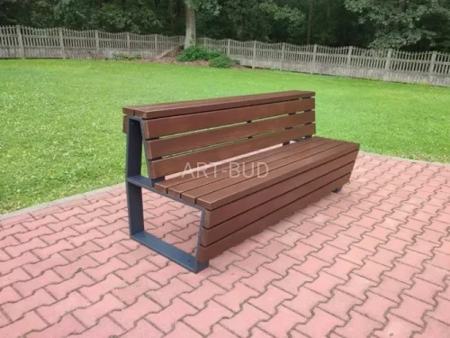 Ławka miejska z oparciem FLO W253 – stal ocynkowana, drewno lakierowane