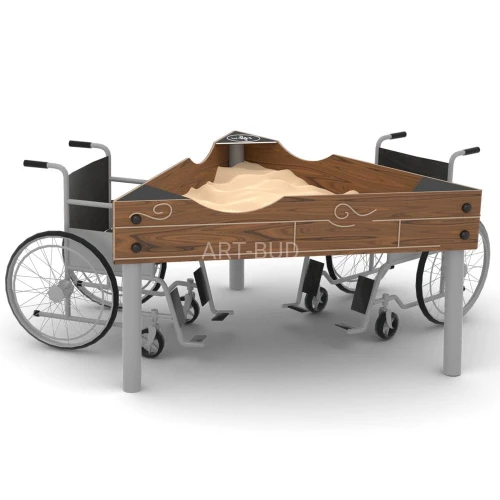 Piaskownica integracyjna podwyzszona trojkatna PS-048 plac zabaw HPL stalowa