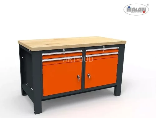Stół warsztatowy roboczy ST14/07 Dwójka 4 szuflady 2 szafki 140