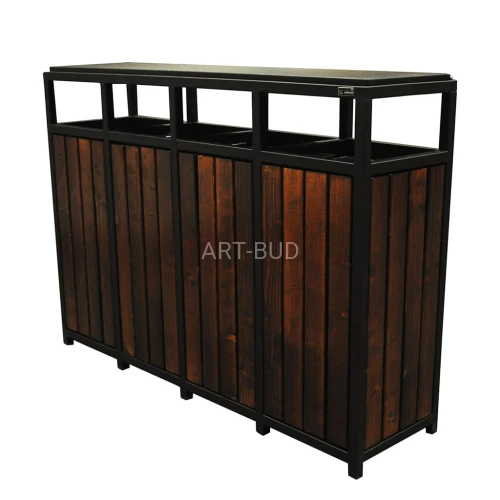 Kosz do segregacji odpadów z daszkiem 4 komorowy 4 x 65 litrów