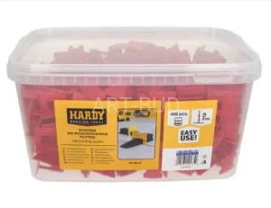 Hardy klipsy do poziomowania płytek, fuga 2 mm, gr. 3-16 mm, 400 szt. w wiaderku