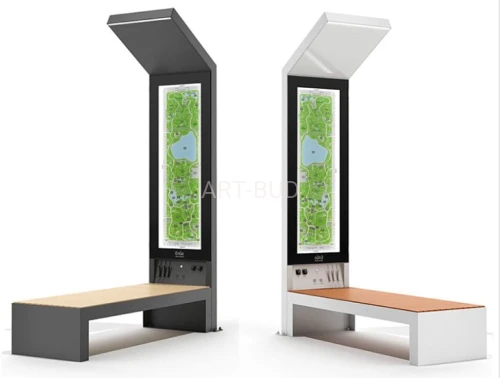 Ławka solarna SSEC09 parkowa miejska z ładowarką USB i oświetleniem energooszczędnym LED