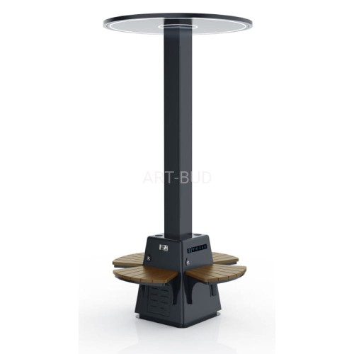 Ławka solarna SSEC04 nowoczesna z ładowarką USB i oświetleniem LED