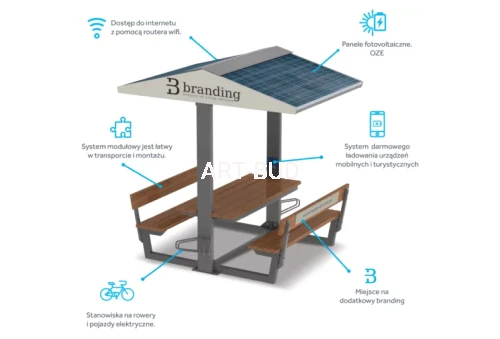Ławka solarna piknikowa LST3 do parku ogrodu i przestrzeni publicznej