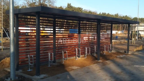 Wiata rowerowa Uran  stalowo drewniana