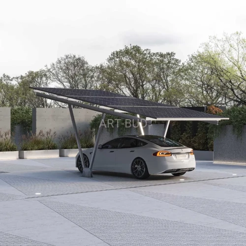 Zadaszenie samochodowe model U z instalacją PV