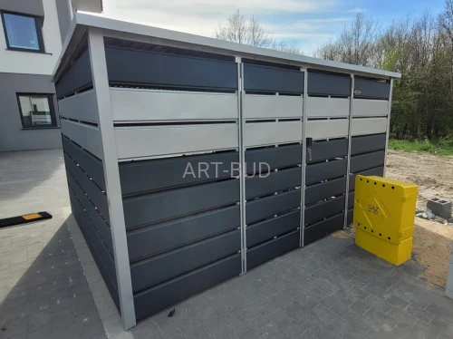 Wiata śmietnikowa 6×3 m RAL 9005 mat + RAL 9006