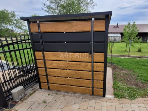 Wiata śmietnikowa 200×200 cm złoty dąb + RAL 9005 mat