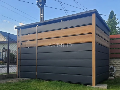 Wiata śmietnikowa 3×2 m RAL 9005 mat + winchester