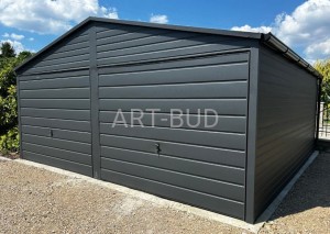 Garaż blaszany  6×6  – dach dwuspadowy