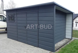 Schowek-garaż blaszany 4x3 z drewutnią