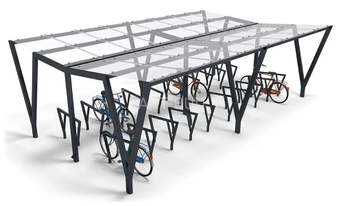 Wiata na rowery PAM DUO  M2 dach szklany 