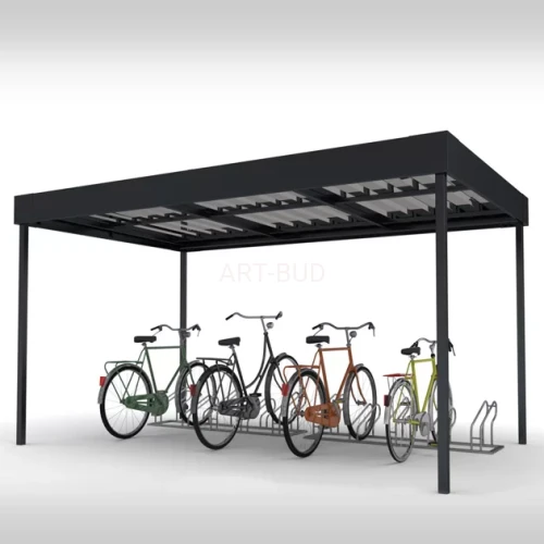 Wiata na rowery ARBS M1 dach z blachy trapezowej