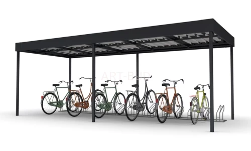 Wiata na rowery ARBS M2 dach z blachy trapezowej