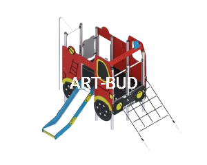 Plac zabaw dla dzieci wóz strażacki zjeżdżalnia wspinaczka drążki