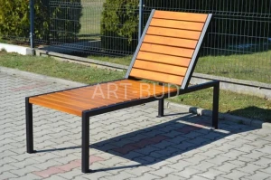 Leżak miejski 165cm stalowo drewniany wysokie oparcie LOO7