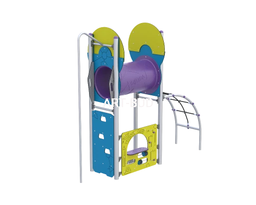 Zestaw sprawnościowy dla dzieci z panelem wspinaczkowym i tunelem WS/0150