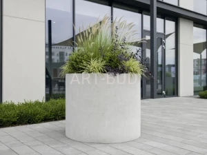 Wysoka donica betonowa okrągła średnica 100 cm wysokość 100 cm