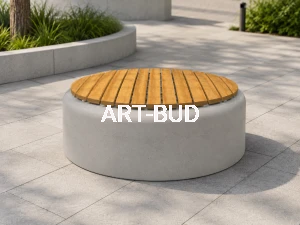 Okrągła ławka z betonu architektonicznego DROPS Deco 150 cm