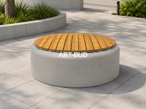 Okrągła ławka z betonu architektonicznego DROPS Deco 150 cm