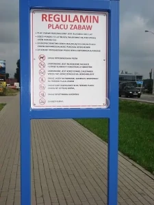Tablica informacyjna na plac zabaw regulamin