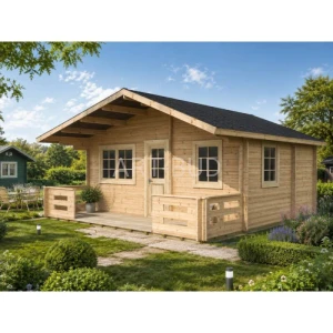 Drewniany domek CHABER CLASSIC 600×600 cm – 33,6 m² z tarasem