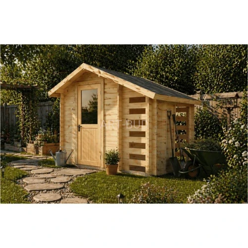 Domek narzędziowy KOKOSZKA B z drewutnią 305 × 280 cm – 8,5 m²