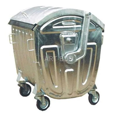 Pojemnik metalowy z półokrągłą pokrywą na odpady komunalne 1100 litrów