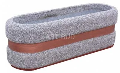 Donica owalna betonowa 120x40x40 z pasem malowanym 