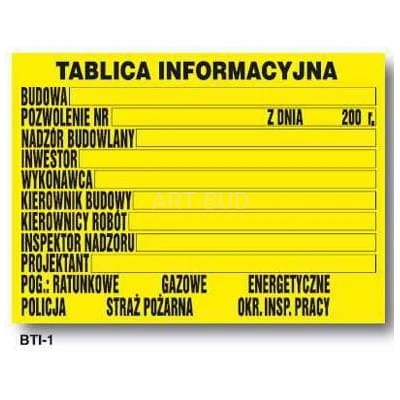 Tablica informacyjna 70x90cm