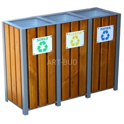 Kosz do segregacji odpadów 3 komorowy MD
