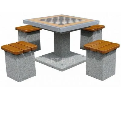 Betonowy stół do gry w szachy z siedziskami 