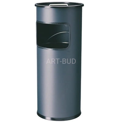 Kosz popielnica ze zbiornikiem na piasek. Lakierowana stal, grafitowy RAL 7016. H 620, Ø 260  /1szt