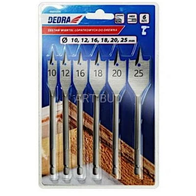 Zestaw wierteł łopatkowych do drewna WDAS06 Dedra