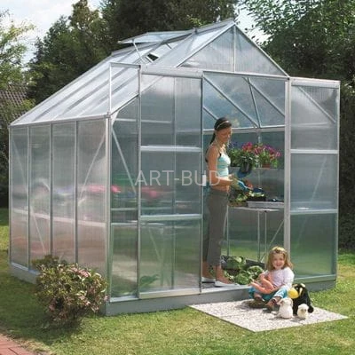 Szklarnia ogrodowa przydomowa URANUS 6700-11500 srebrny PC 4-6 mm, rozmiar 257 x 258-445 cm